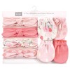 Hudson Baby Infant Girl Cotton Headband and Scratch Mitten Set, Boho Flower, 0-6 Months - 2 of 4