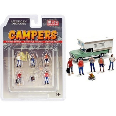 Campers 6 piece Diecast Set (5 Figurines and 1 Accessory) for 1/64 Scale  Models by American Diorama