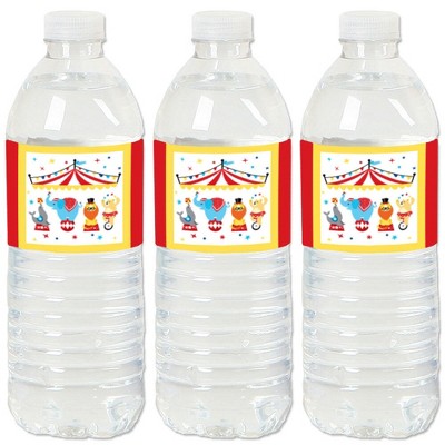 Big Dot of Happiness Carnival - Step Right Up Circus - Carnival Themed Water Bottle Sticker Labels - Set of 20