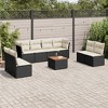 vidaXL Patio Sofa Set with Cushions Outdoor Furniture 9 Piece Poly Rattan - Black and Cream - 2 of 4