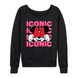 Women's - Disney - Minnie Mouse Iconic Lightweight French Terry Wide Neck Long Sleeve Shirt - 1 of 4