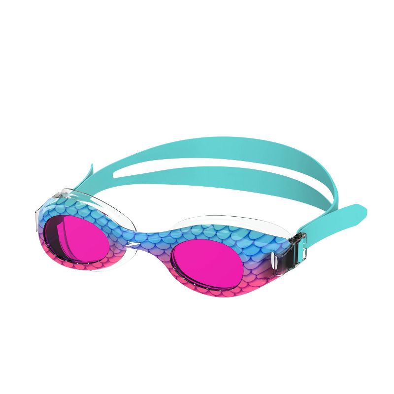 Speedo Kids&#39; Glide Print Swim Goggles - Purple/Blue Scales, 1 of 6