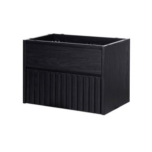 JONATHAN Y Sherwin Slat Modern Coastal 2-Drawer Wall Mounted Bath Vanity Cabinet Only (Sink Basin Not Included) - 1 of 4