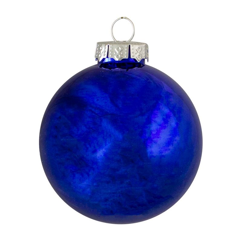 Northlight 4ct Royal Blue 2-Finish Glass Christmas Ball Ornaments 4" (100mm), 4 of 6