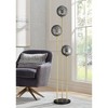 Possini Euro Design Arielle Mid Century Modern 67" Tall Standing Floor Lamp Tree 3-Light LED Foot Switch Gold Metal Brass Bubble Glass Gray Shade - 2 of 4