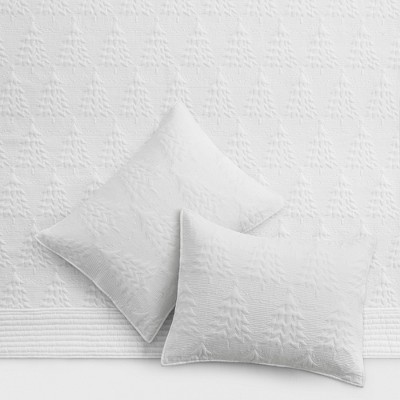 White Cotton Twin Reversible Christmas Tree Bedspread Set