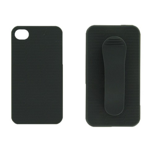 Rubberized Ribbed Texture Shell Holster Belt Clip For Iphone 4/4s (black) :  Target