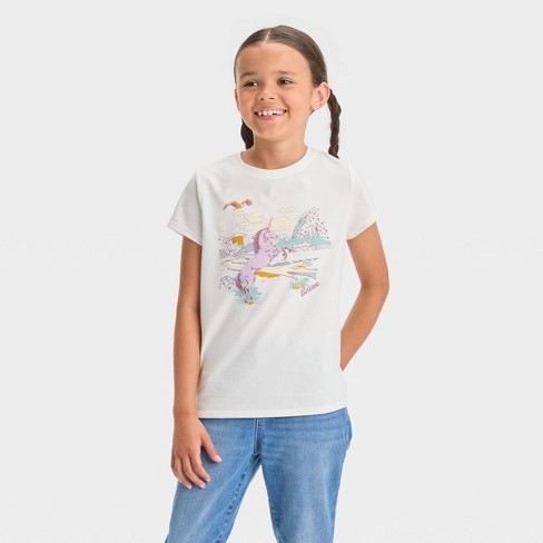 Girls' Short Sleeve 'unicorn' Graphic T-shirt - Cat & Jack™ Almond Cream :  Target