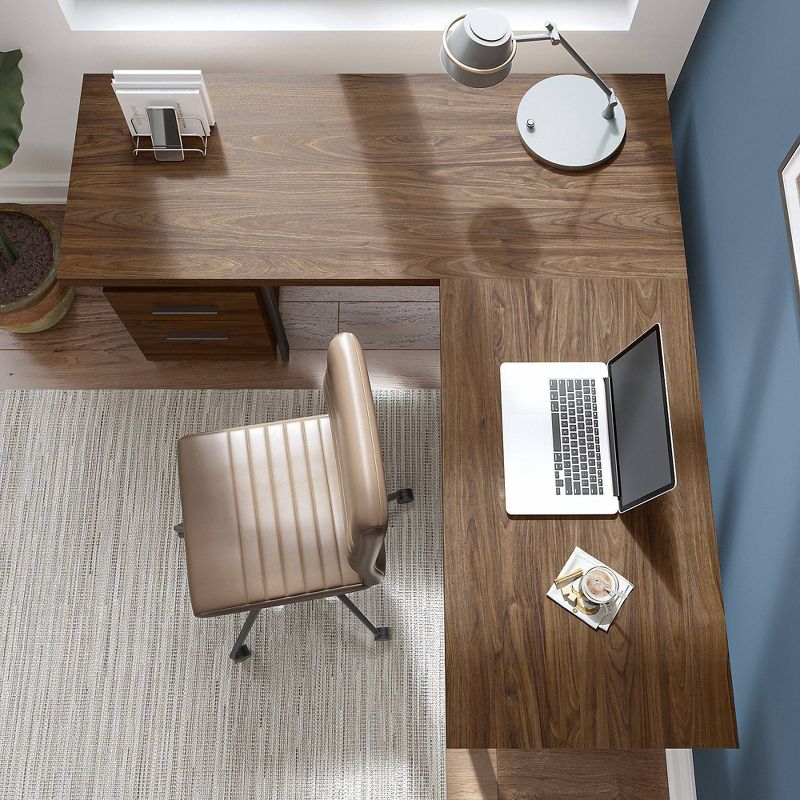 Architect L Shaped Desk with Drawers Modern Walnut - Bush Furniture, 5 of 9