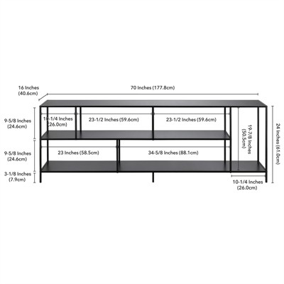 Winthrop 70" Blackened Bronze TV Stand with Metal Shelves