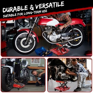 Motorcycle Lift Table 1200 Lbs Red with Ratchet Wrench Heavy-Duty Steel Motorcycle Jack Unbreakable Bearings - 1 of 4