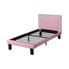 Poundex, Twin Upholstered Bed Frame with Slats in Faux Leather - 2 of 4