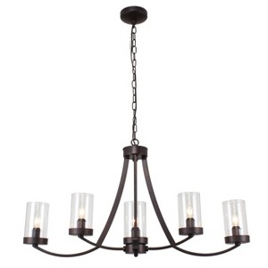 Chloe Lighting Ida Farmhouse 5 Light Rubbed Bronze Ceiling Pendant 35.5" Wide - 1 of 4