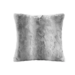 20"x20" Oversize Marselle Faux Fur Square Throw Pillow Gray - Madison Park