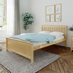 Max & Lily Full Size Bed Frame with Headboard, Solid Wood Platform Bed for Kids - 1 of 4