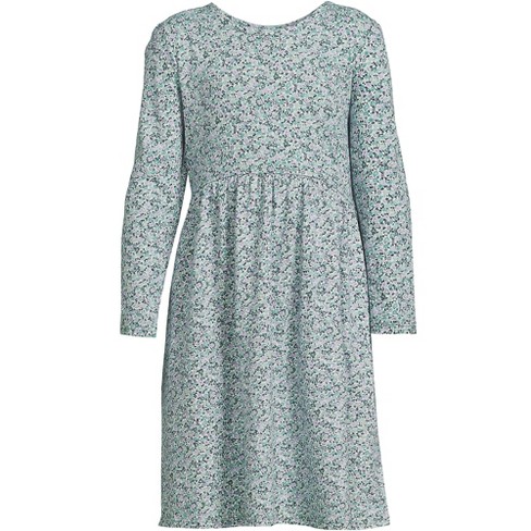 Lands' End Kids Long Sleeve Gathered Waist Jersey Dress - X-large ...