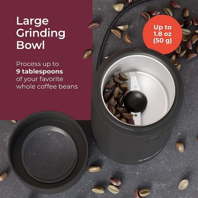 Mueller Black Electric Coffee Grinder with Stainless Steel Blade