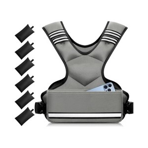 Attop Adjustable Weighted Vest 4-10lb/12-18lb/20-32lb Unisex with 6 Weights & Large Pocket for Home Workout Running Walking Strength Training, Gray - 1 of 4