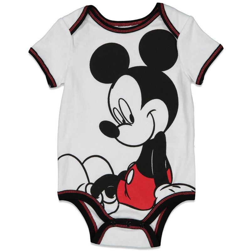 Disney Mickey Mouse Baby Bodysuit Pants Bib and Hat 4 Piece Outfit Set Newborn to Infant, 2 of 10