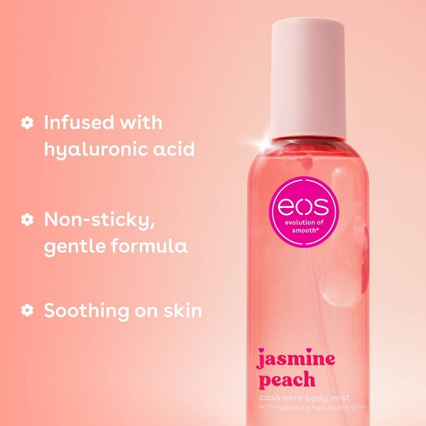 Eos Cashmere Bruma Corporal - Jazmín y Durazno - 6 fl oz: Spray Corporal, Aroma Original 6