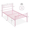 Twin Platform Bed Frame, Purple Metal Bed Frame with Heart-Shaped Iron Headboard, Footboard - 2 of 4