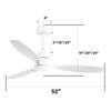 52 inch Solid Wood Ceiling Fan with Lights and Remote Outdoor Indoor Modern Ceiling Fan 3 Downrod for Living Room Bedroom Farmhouse Patio - 3 of 4