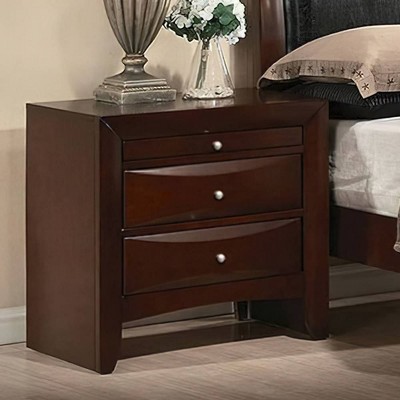 Espresso 3-Drawer Rubber Wood Nightstand with Pull-Out Tray