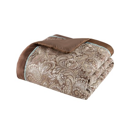 King Blue and Brown Paisley Cotton Jacquard Bed in a Bag Set