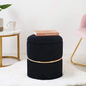 Comfortable Round Upholstered Storage Ottoman - 1 of 4