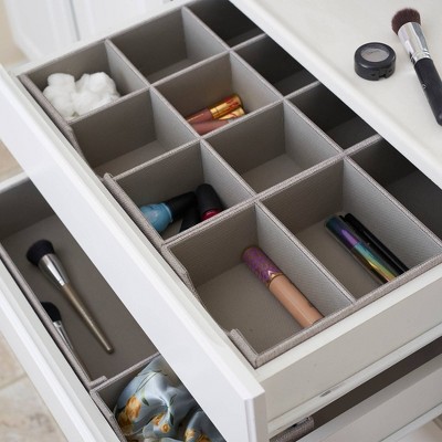 Silver Narrow Cardboard and Polyester Drawer Organizer