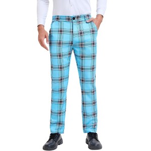 INSPIRE CHIC Men's Casual Flat Front Plaid Patterned Pants - 1 of 4