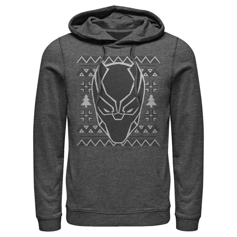 Men's Marvel Ugly Christmas Panther Mask Pull Over Hoodie, 1 of 4