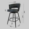 26" Leather Woven Bar Stool Set of 2, Black Legs Barstools, No Adjustable Kitchen Island Chairs, 360¡ã Upholstered Counter Stool, Arm Chairs - Blue - 2 of 4