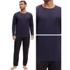 INSPIRE CHIC Men's 2 Pieces Long Sleeve Crew Neck Casual Stripes Pattern Pajamas Set - 4 of 4