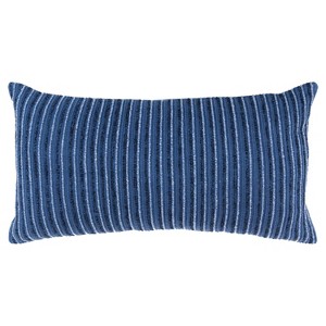 14"x26" Oversized Solid Striped Poly Filled Lumbar Throw Pillow - Rizzy Home - 1 of 4