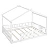 Lyngins Modern Wood House Twin Size Bed Frame, Toddler Bed with Roof & Fence, Floor Bed/Kid's Bed —7 Bed Slats, Semi-Enclosed Play/Sleep Space - 4 of 4
