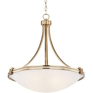 Possini Euro Design Deco Warm Brass Pendant Chandelier 21 1/2" Wide Modern White Marbled Bowl Glass 3-Light Fixture for Dining Room Kitchen Island - 1 of 4