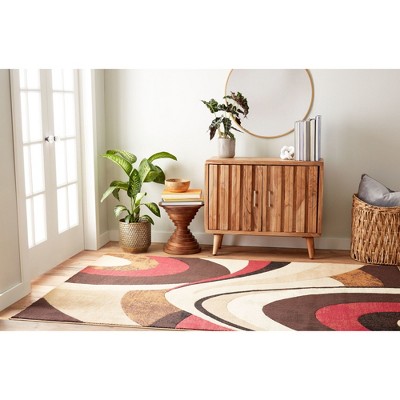 Tribeca Red and Brown Abstract Rectangular Area Rug