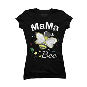 Junior's Design By Humans Mama Bee Floral Pattern By Aminemangaka1 T-Shirt - 1 of 2