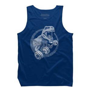 Men's Design By Humans T-Rex Can Lift Dumbells By Snazzygaz Tank Top - 1 of 3