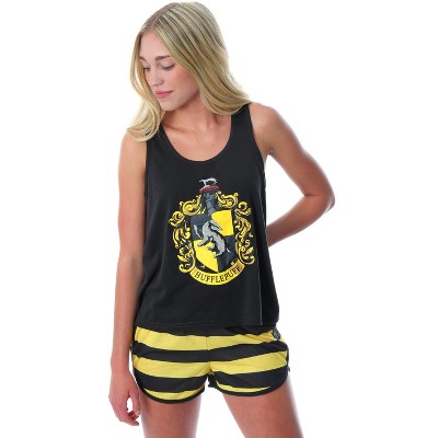 Harry Potter Women's Hogwarts House Racerback Tank Shorts Pajama  (Hufflepuff, M)