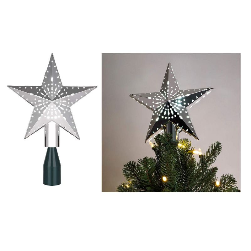 Mr. Christmas 11.5" Lighted Silver Kaleidoscope Star Christmas Tree Topper - Cool White Lights, 3 of 4
