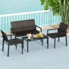 Tangkula 4 Pieces Patio Furniture Set, Heavy Duty Galvanized Metal Frame Outdoor Wicker Table and Chairs Set - 3 of 4