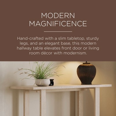 Weathered Gray Solid Wood Console Table with Black Top