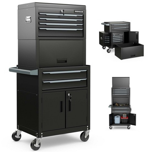 IRONMAX 6-Drawer Rolling Tool Chest 3-in-1 Heavy-Duty Storage Cabinet with Universal Wheels Black