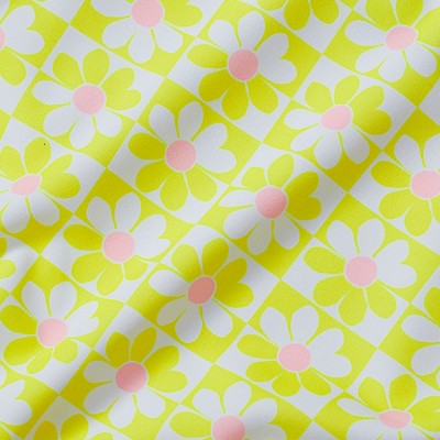 Lands' End Kids Chlorine Resistant Short Sleeve Rash Guard 3 Piece Swimsuit Set - Small - Neon Yellow Floral Check — фото 3