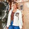 Women's White Fleece Button-Up Plaid Accents Jacket - Cupshe - 3 of 4