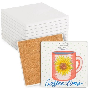 Bright Creations 10-Pack 4.25x4.25 White Ceramic Tiles for Crafts, Unglazed Blank Square Coasters for Painting, Use with Alcohol Ink, Acrylic Pouring - 1 of 4