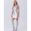 Allegra K Women's Sleeveless Ruched Metallic Round Neck Tank Bodycon Party Mini Dress - 4 of 4