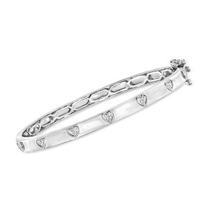 Ross-Simons 0.15 ct. t.w. Diamond Heart Bangle Bracelet in Sterling Silver - 1 of 3